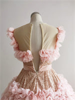 Pink Sequin Rosetta Wedding Gown