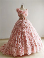 Pink Sequin Rosetta Wedding Gown