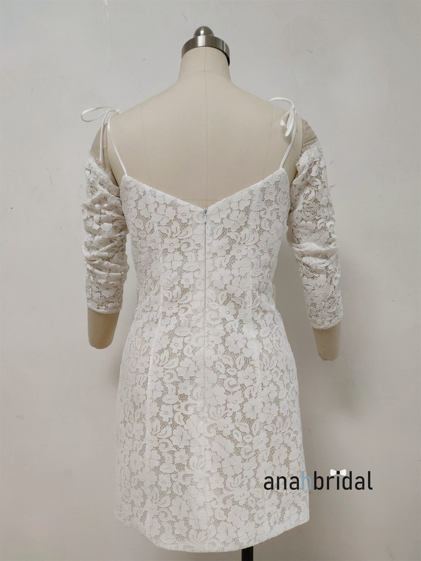 Ivory Lace Embellished Short Wedding Dress