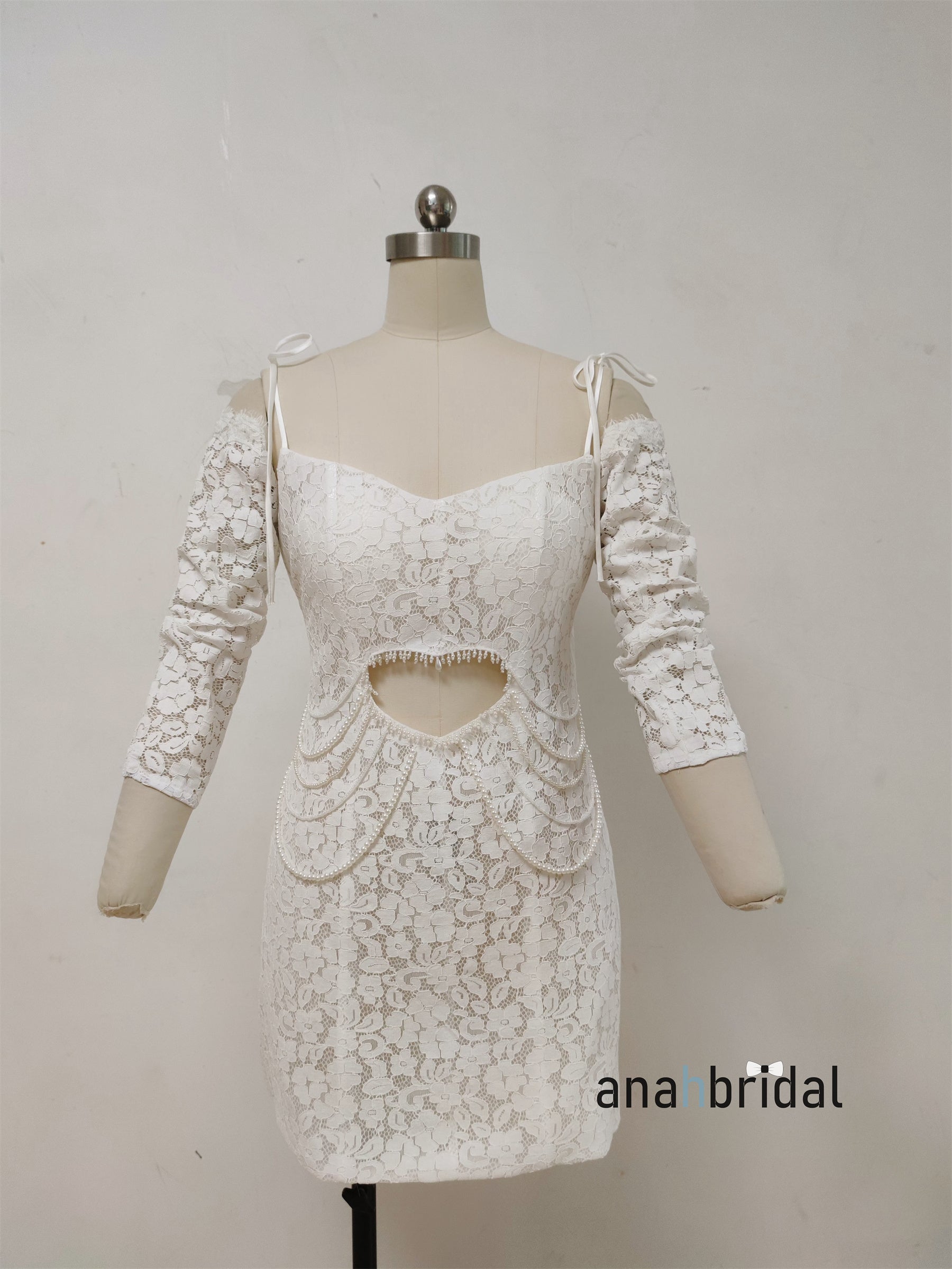 Ivory Lace Embellished Short Wedding Dress Annahandbridal Ivory Lace Embellished Short Wedding Dress Annahandbridal