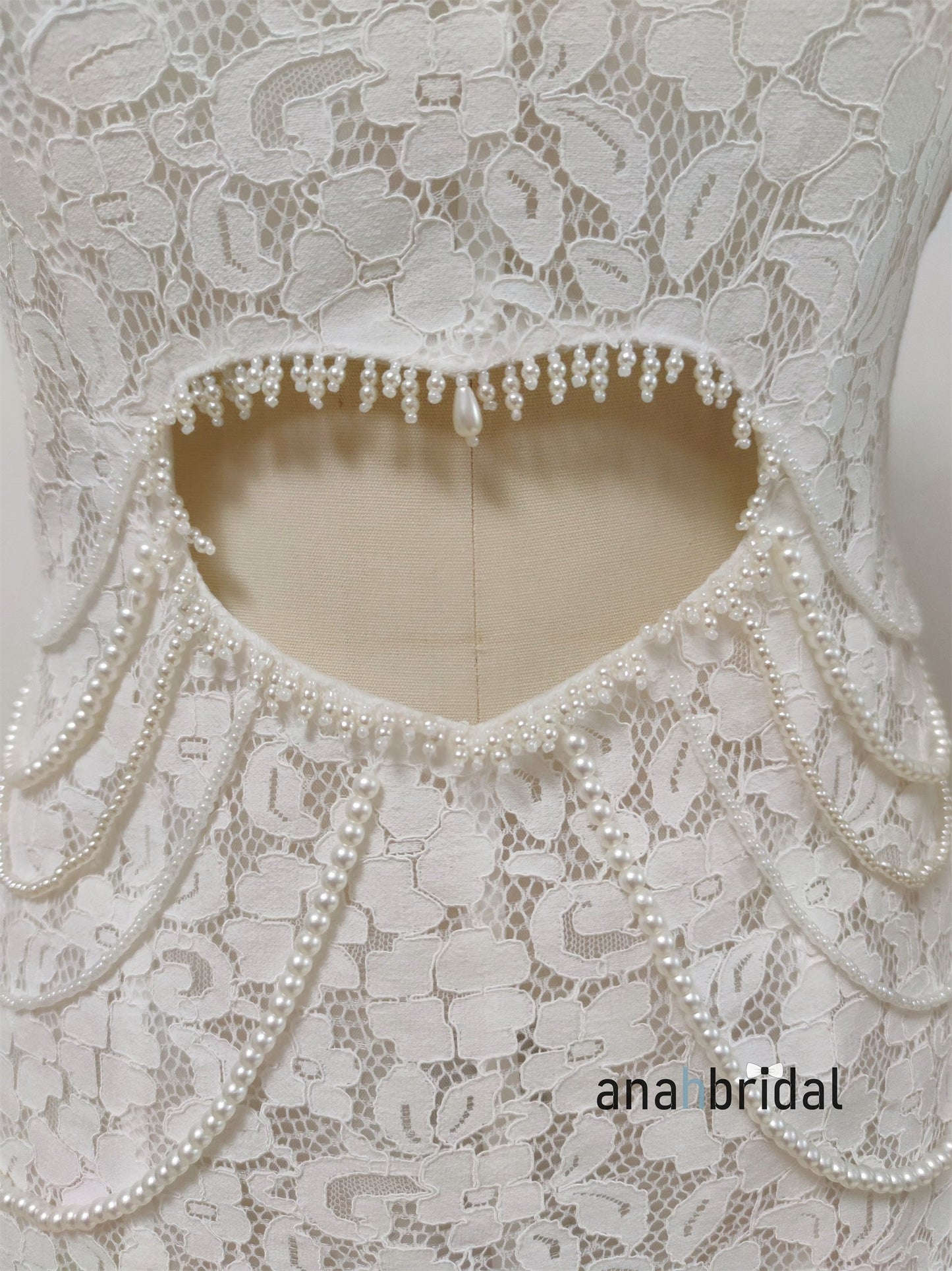 Ivory Lace Embellished Short Wedding Dress