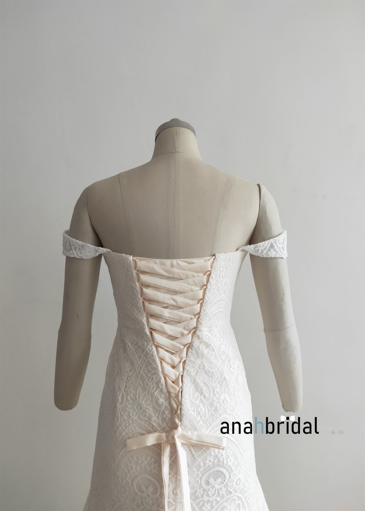 Off Shoulder Ivory Lace Wedding Dress