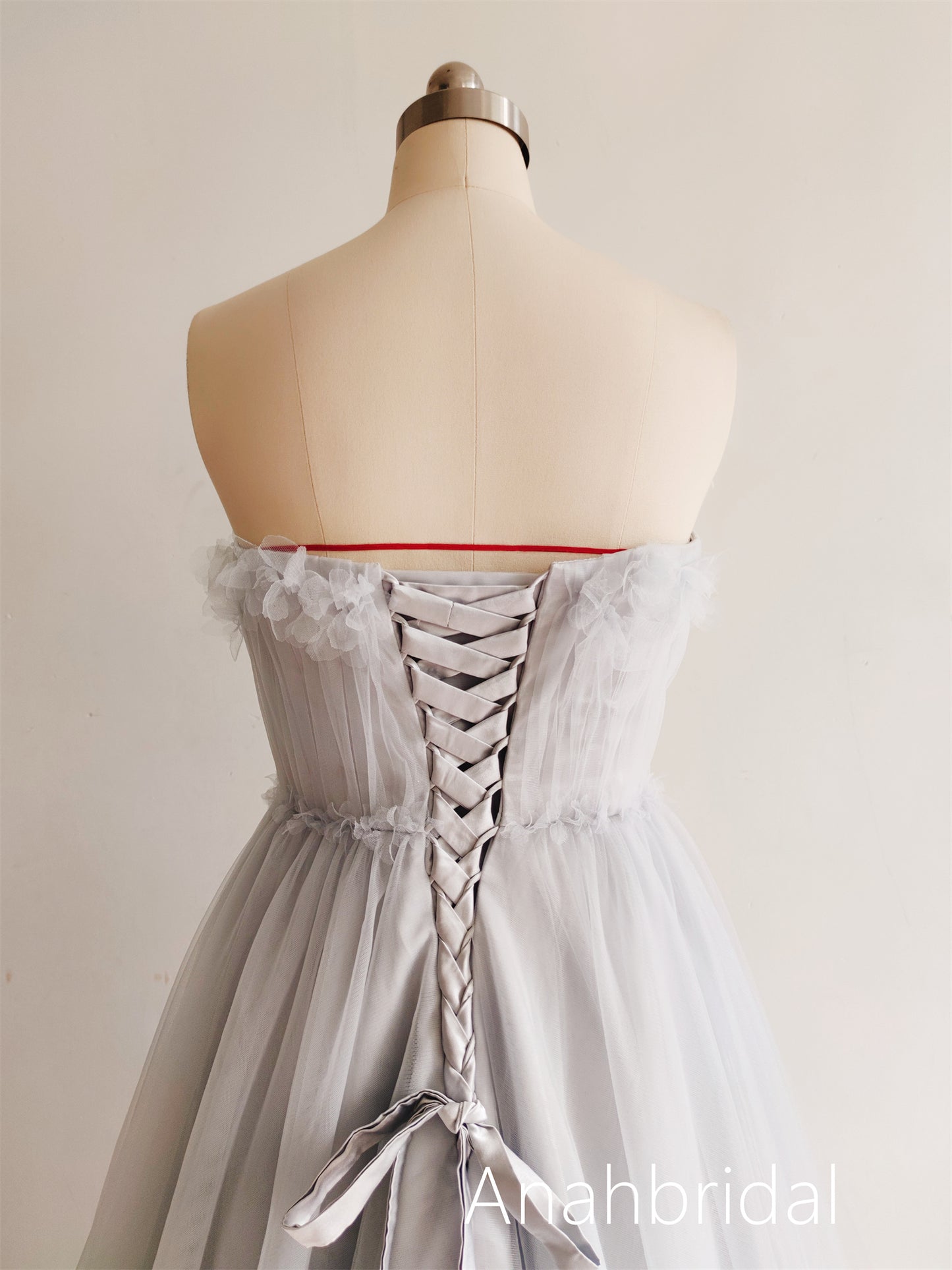 Grey Tulle Flowers Photoshoot Dress