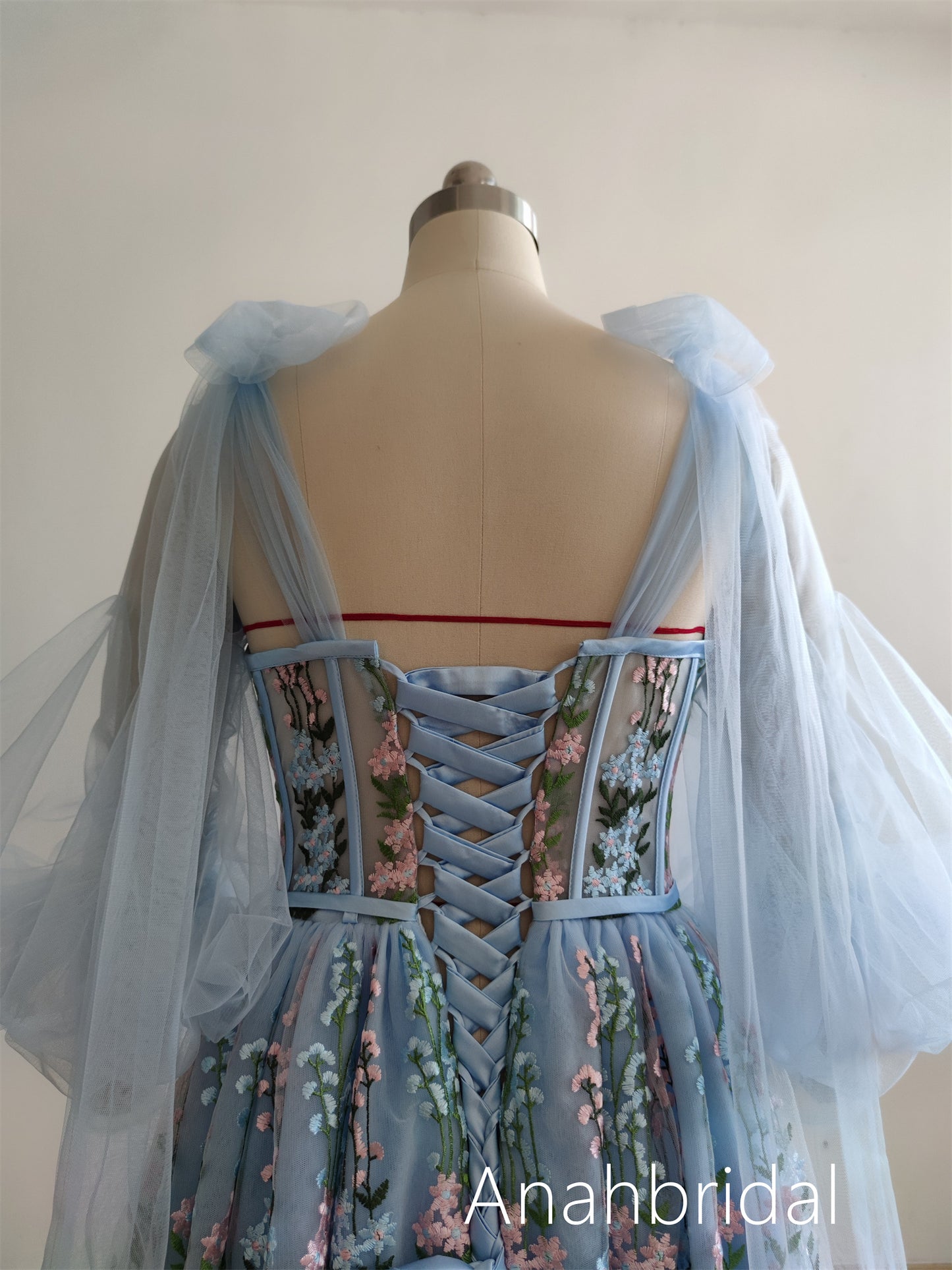 Light Blue Floral Prom Dress /Photoshoot Dress