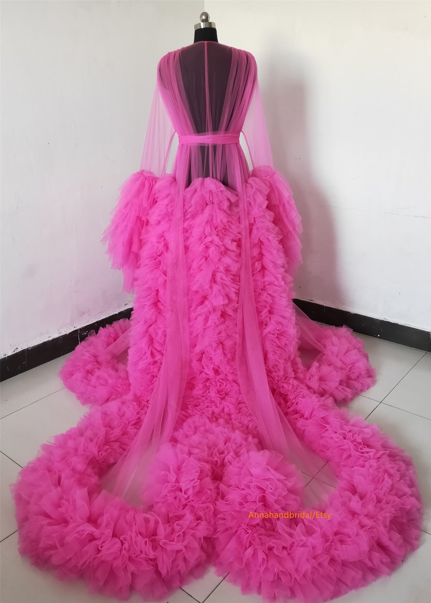 Rose Pink Tulle Maternity Dress