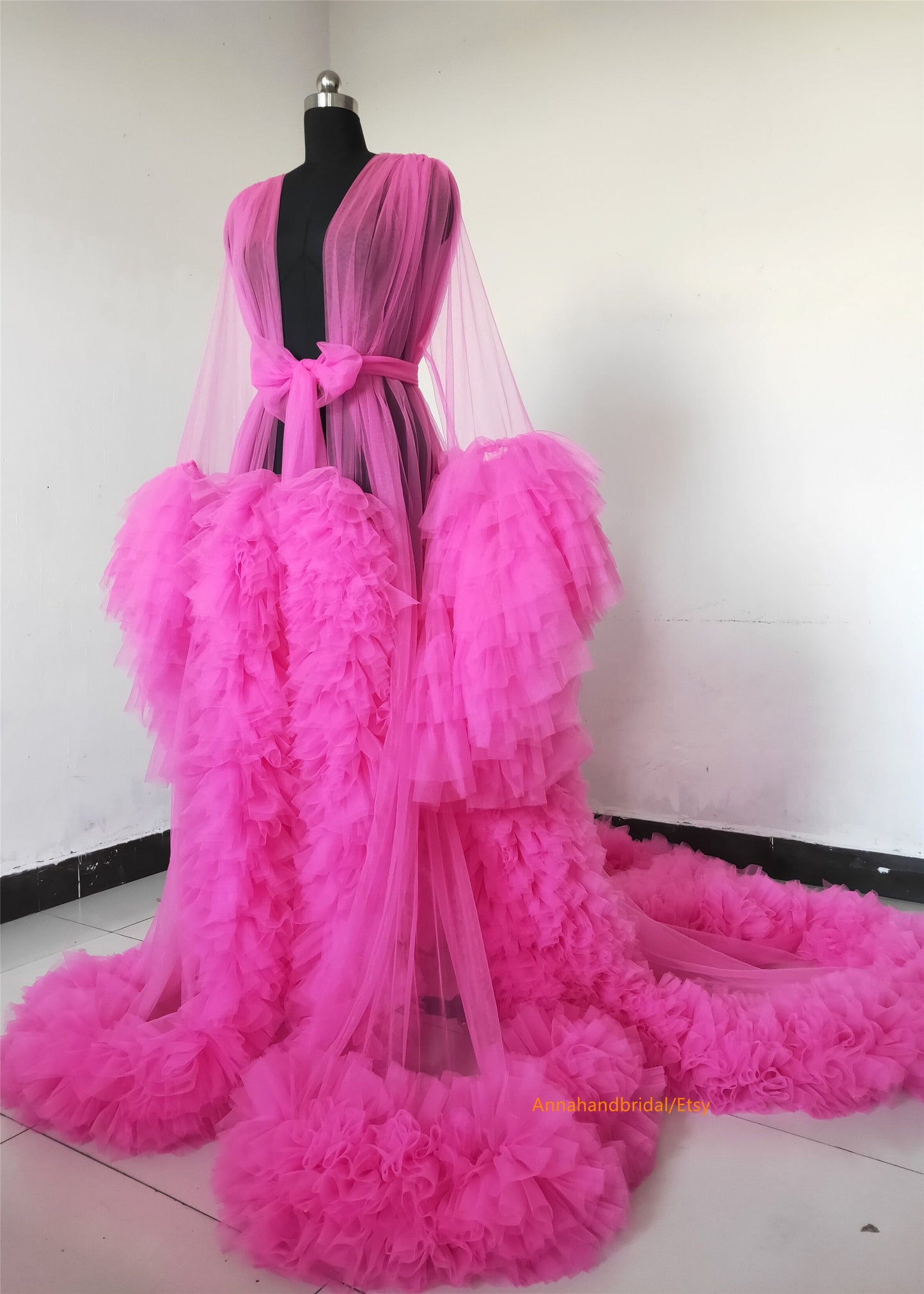 Rose Pink Tulle Maternity Dress