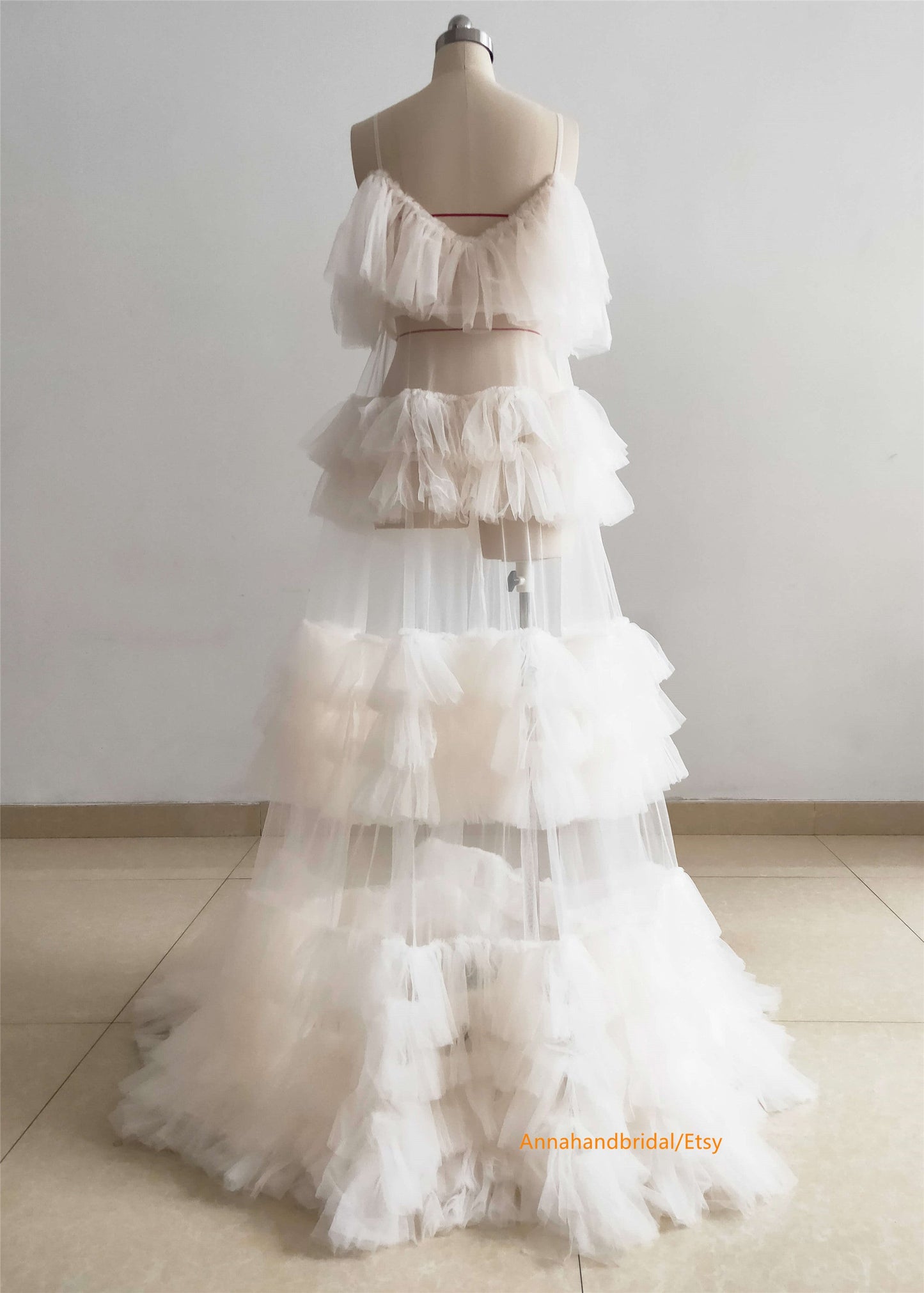 Cream Tulle Photo Shoot Dress