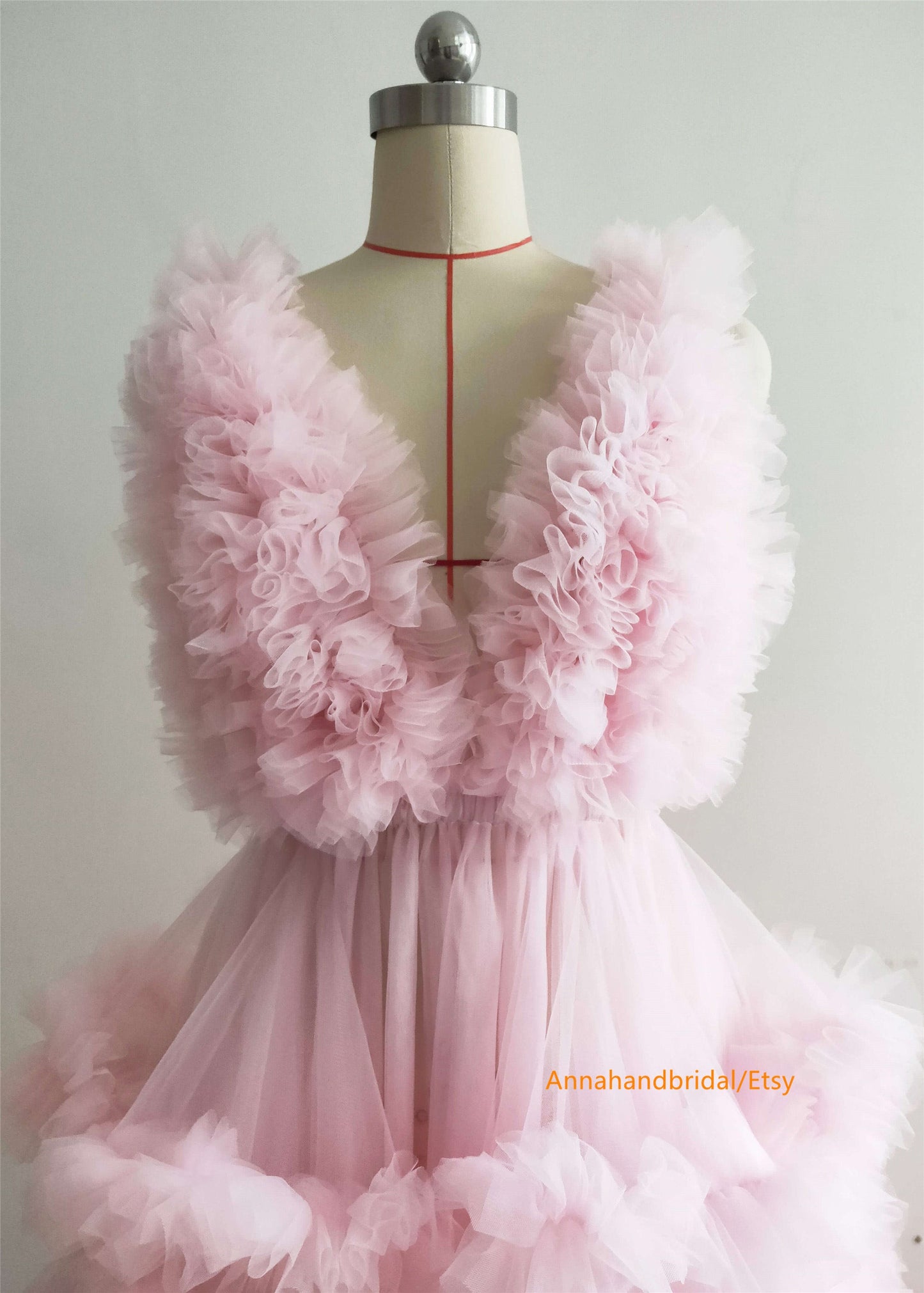 Pink Ruffled Maternity Dress
