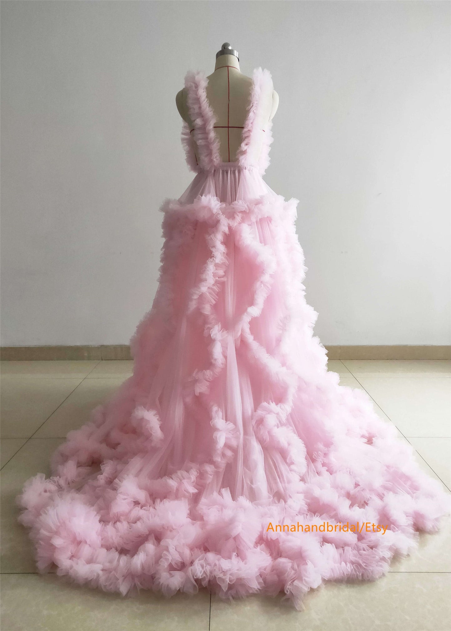 Pink Ruffled Maternity Dress