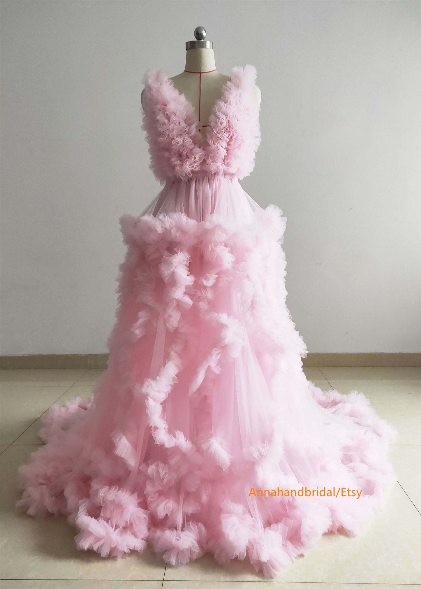 Pink Ruffled Maternity Dress