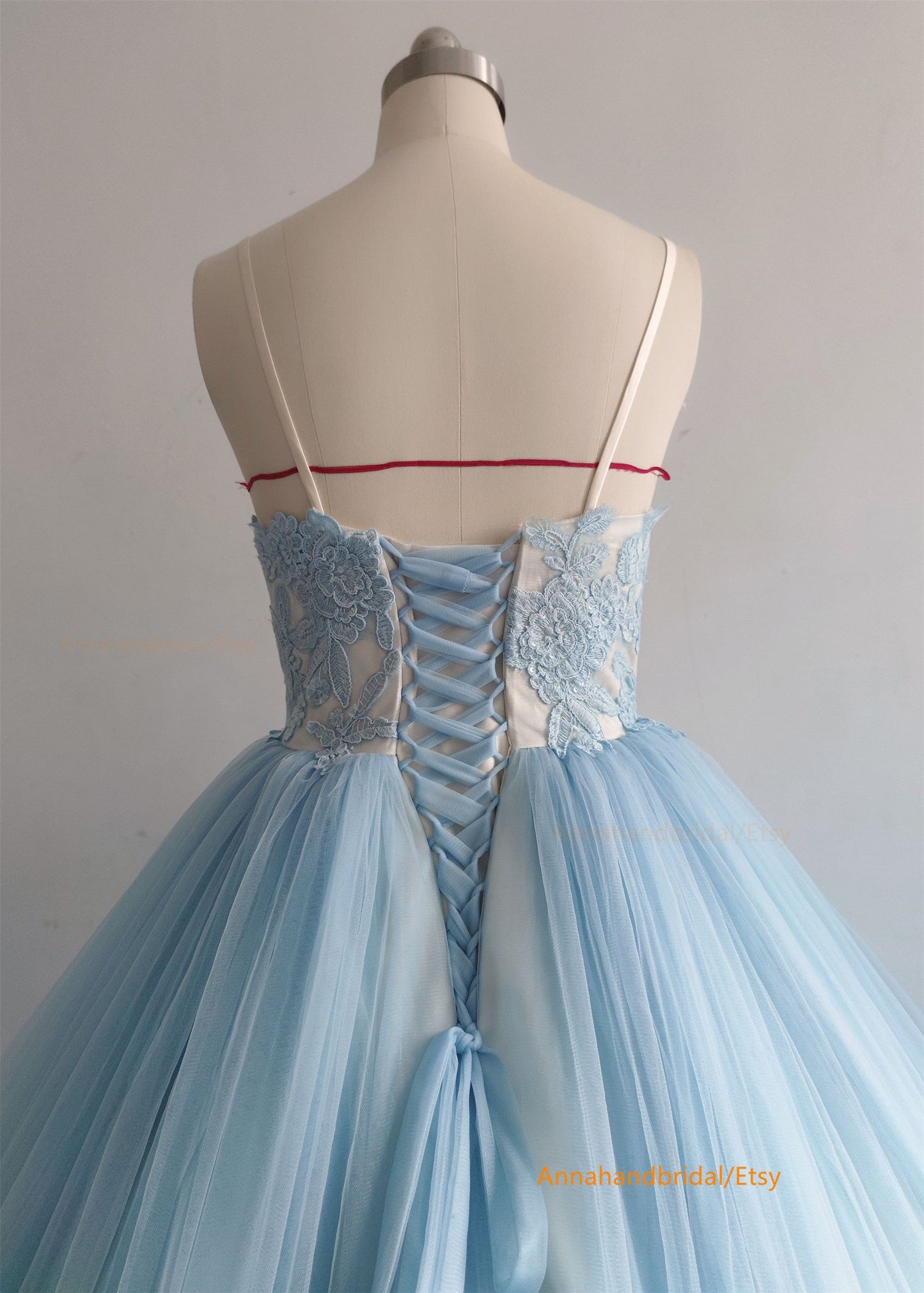 Blue Lace Tulle Bridal Dress/Party Dress/Photo Shoot Dress