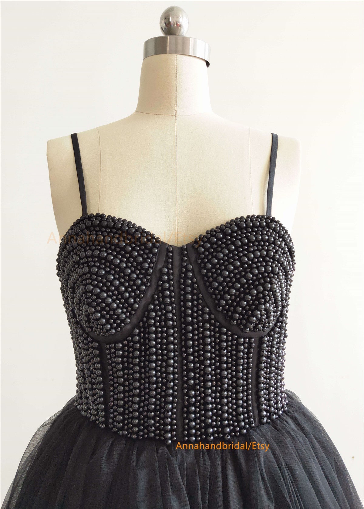 Black Pearls Bridal Dress/Prom Dress
