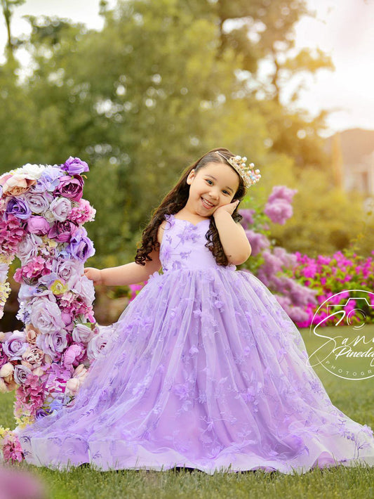 Lavender Lace Tulle Flower Girl Dress