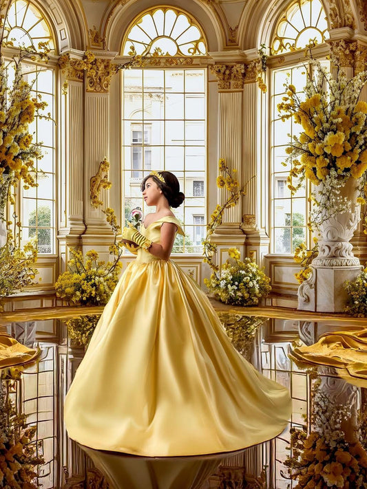 Yellow Satin Luxury Princess Flower Girl Dress/Girls Pageant Dress