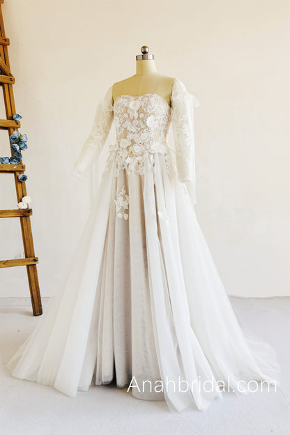 3D Lace  Bridal Dress /Embroidery Lace Wedding Dress
