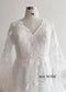 V Neck Ivory Floral Lace Bridal Gown /Wedding Dress