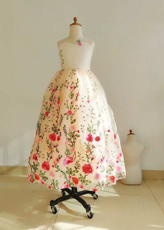 Light Champagne Floral Flower Girl Dress