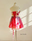 Hot Pink Short Prom Dress/ Floral Party Dress