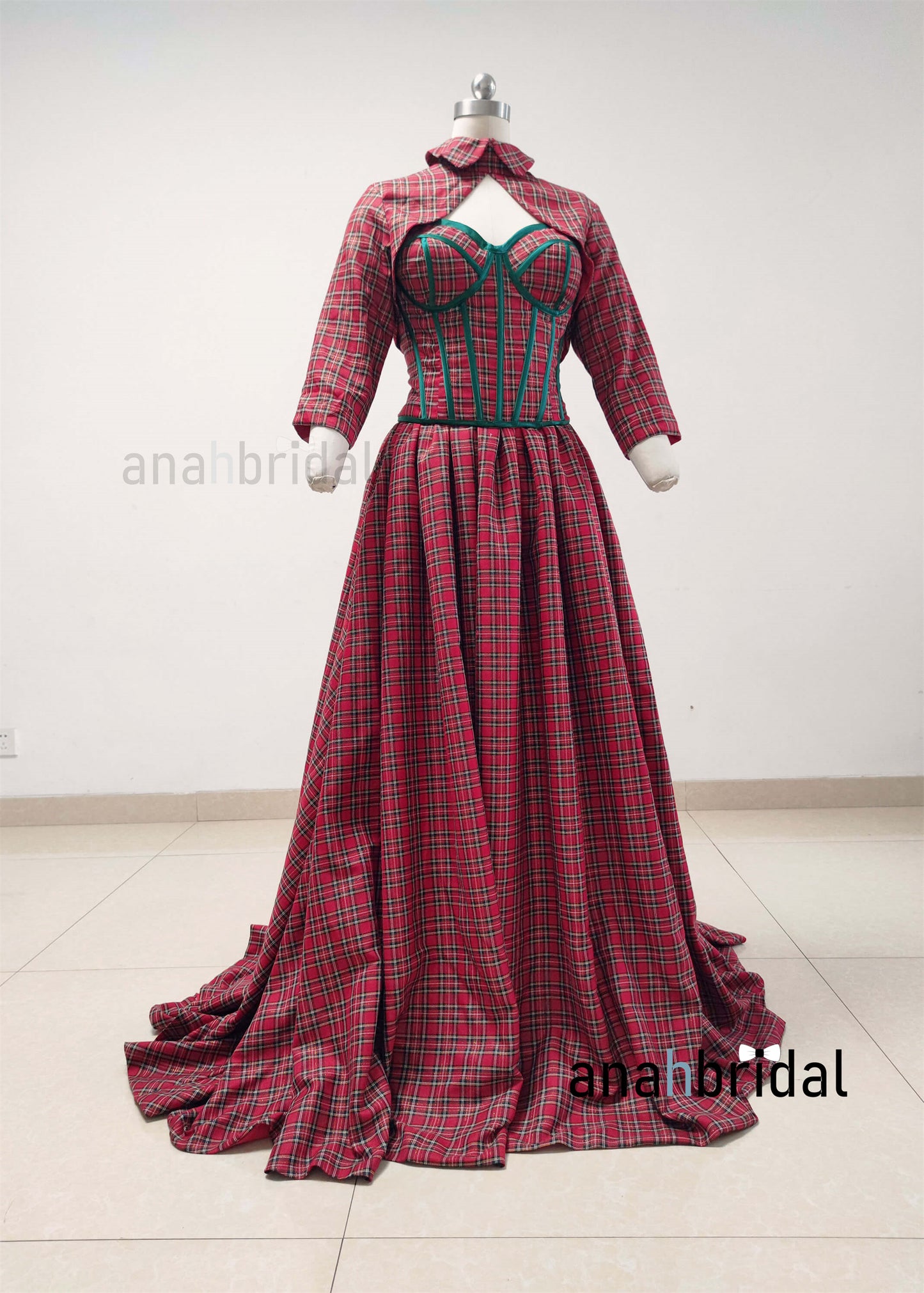 Red Lattice Prom Dress With Jacket