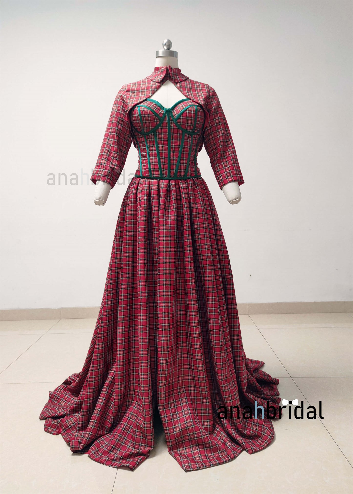 Red Lattice Prom Dress With Jacket