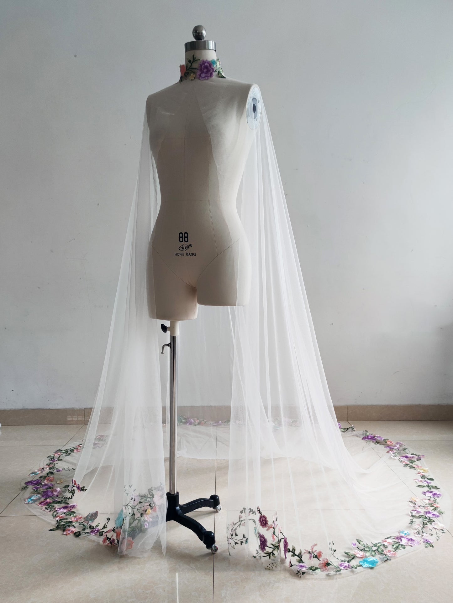 Ivory Embroidered Lace Tulle Wedding Cape