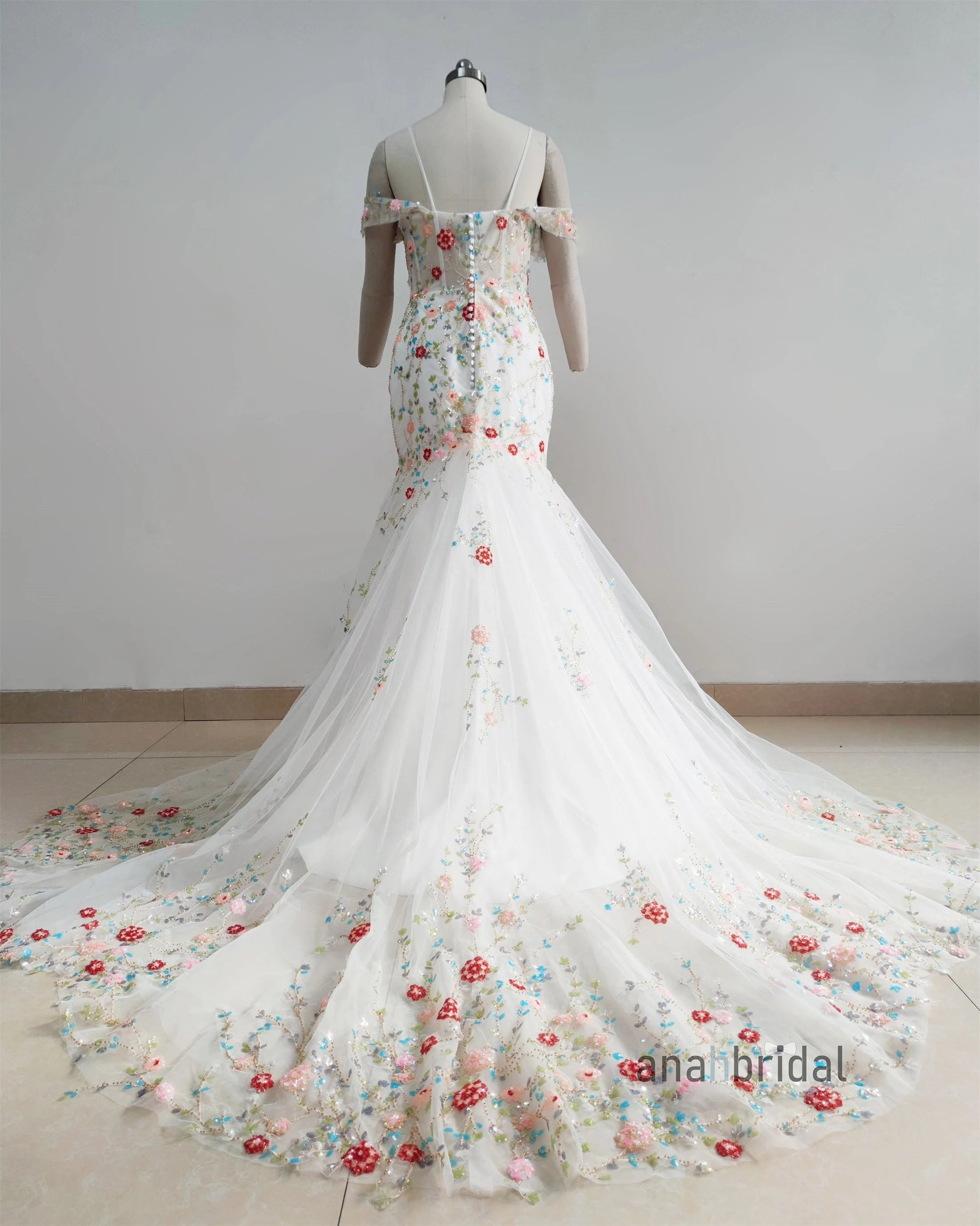 New Floral Lace Mermaid Wedding Dress Annahandbridal New Floral Lace Mermaid Wedding Dress Annahandbridal