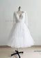 Ivory Check Tulle Knee Length Wedding Dress