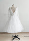 Ivory Check Tulle Knee Length Wedding Dress