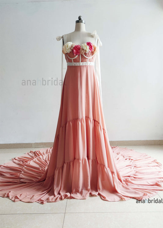 Dusty Pink Chiffon Maternity Dress