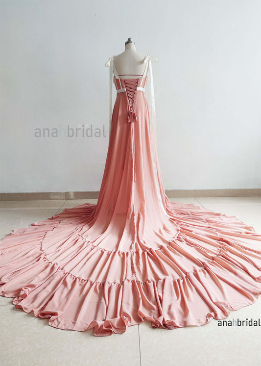 Dusty Pink Chiffon Maternity Dress