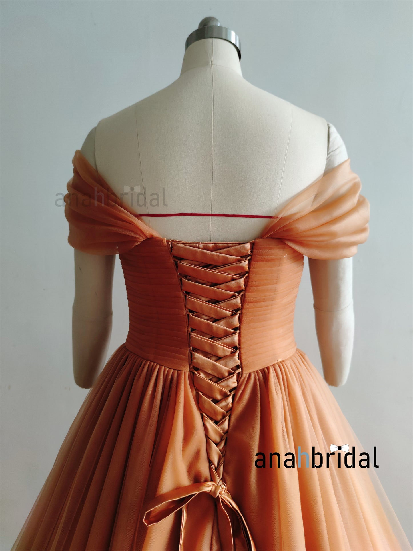 Rust Red/White Wedding Party Dress