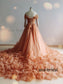 Rust Red/White Wedding Party Dress