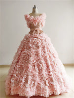 Pink Sequin Rosetta Wedding Gown