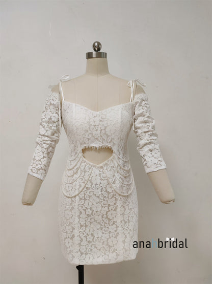 Ivory Lace Embellished Short Wedding Dress
