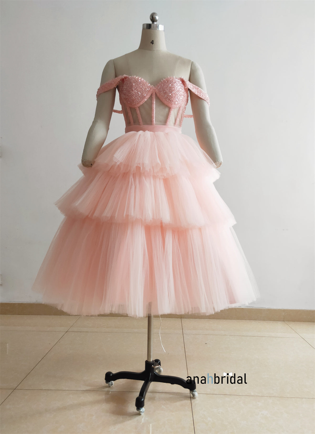 Beaded Pink Short Prom Dress