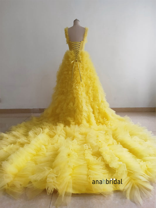 Yellow Ruffled Photo shoot Dress