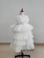 White Pleated Tulle  Flower Girl Dress