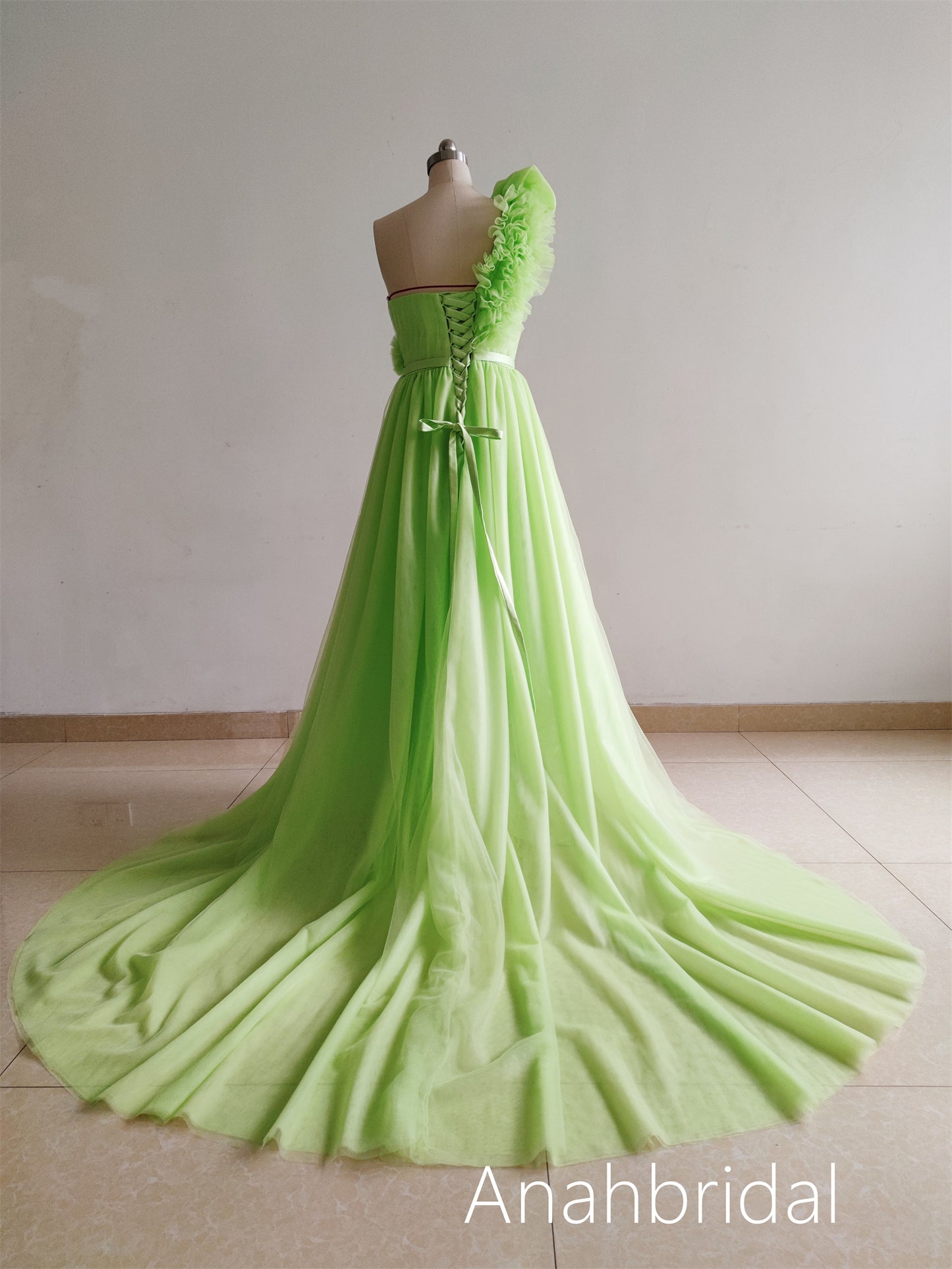 Green Floral Prom Dress /Photoshoot Dress