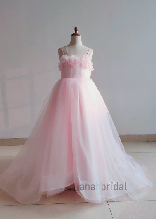 Pink Tulle Flower Girl Dress