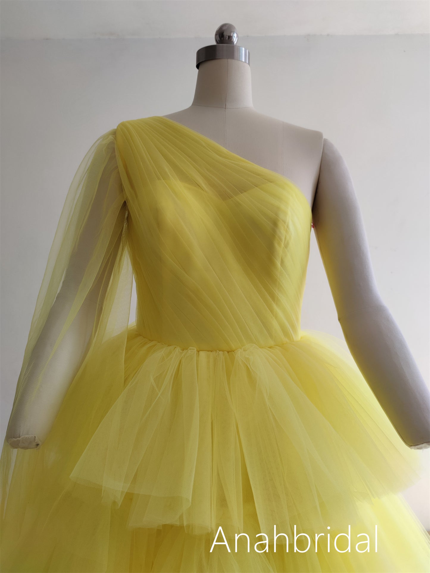 Yellow Ruffled Prom Dress /Photoshoot Dress