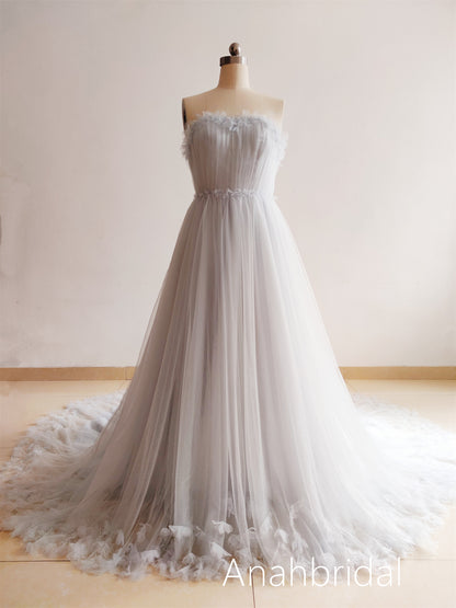 Grey Tulle  Flowers  Photoshoot Dress