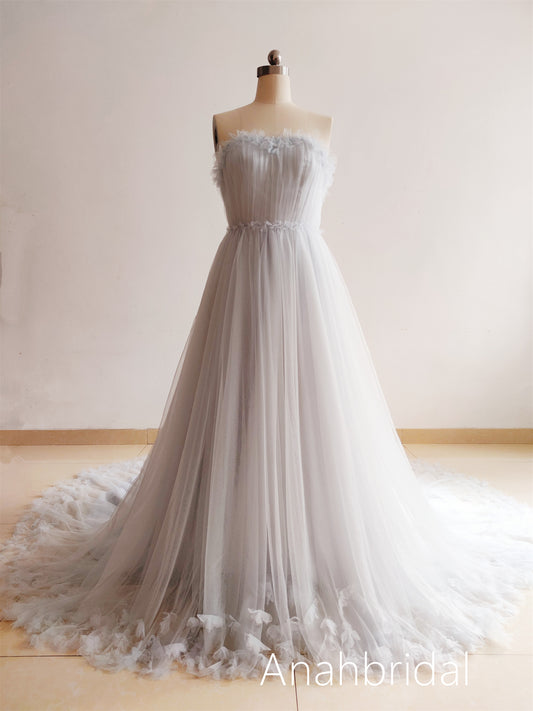 Grey Tulle  Flowers  Photoshoot Dress