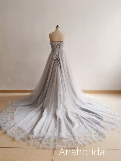 Grey Tulle  Flowers  Photoshoot Dress