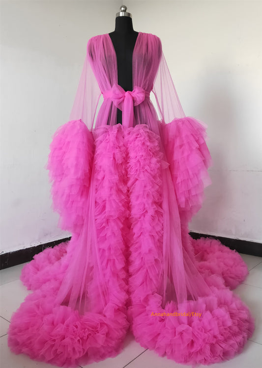 Rose Pink Tulle Maternity Dress