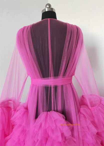 Rose Pink Tulle Maternity Dress