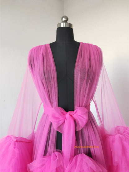 Rose Pink Tulle Maternity Dress