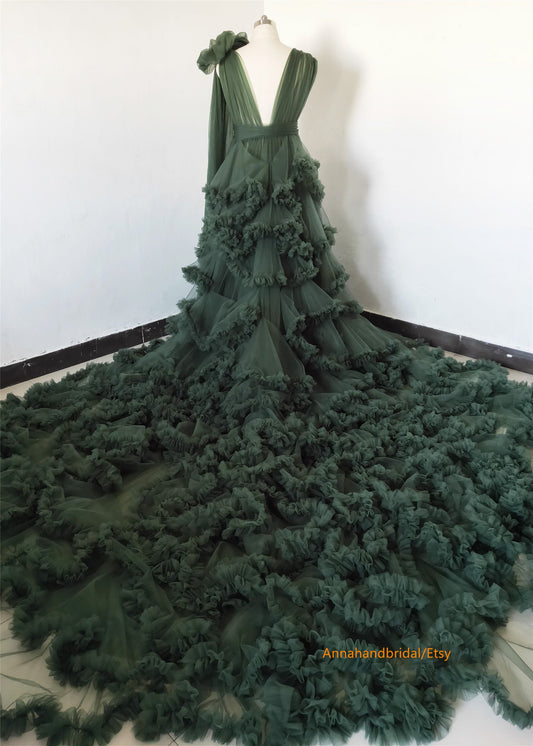 Olive Green Maternity Dress/Photoshoot Dress