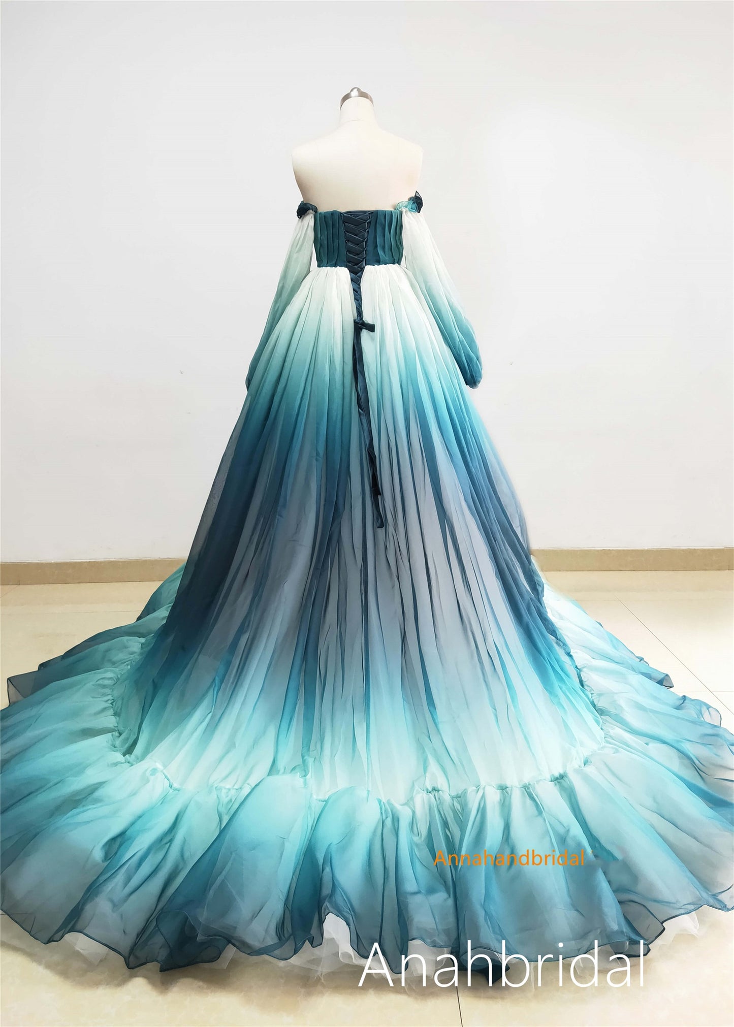 Water Blue Chiffon Photoshoot Dress