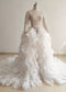 Off Shoulder Beaded Ivory Tulle Wedding Dress