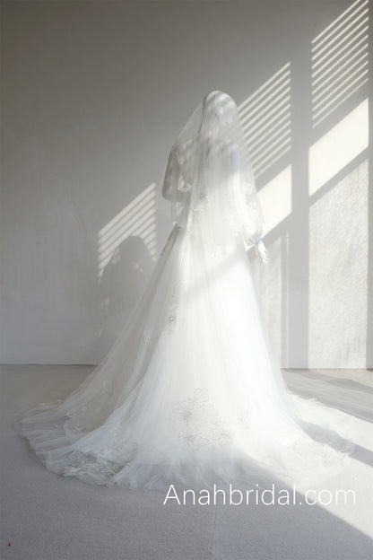 3D Embroidered Lace Wedding Dress